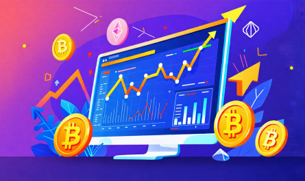 Create an image of a person confidently trading cryptocurrencies on the Bitget platform. Show a clean, modern trading interface on a computer screen with charts, graphs, and digital currencies like Bitcoin and Ethereum. Surround the trader with symbols of financial growth such as upward arrows, coins, and dollar signs. Make the atmosphere dynamic and futuristic to reflect the advantages and potential of using Bitget for trading.