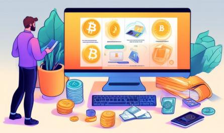 Create an informative and visually engaging illustration that represents a beginner's guide to safely buying cryptocurrency. The scene should include a person studying a guidebook titled 'How to Safely Buy Crypto' on their desk, which is surrounded by key elements like a secure wallet, a computer screen displaying a reputable exchange, and various crypto coins such as Bitcoin and Ethereum. The setting should be friendly and educational, with light colors and infographic-style elements highlighting security tips and best practices for purchasing crypto.