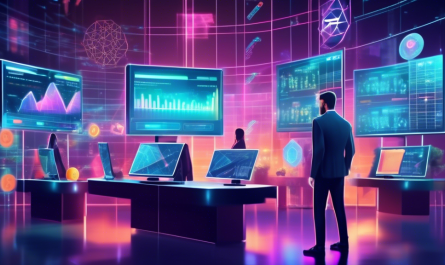 Create an image depicting a futuristic, sleek digital marketplace with holographic charts and graphs showcasing various cryptocurrencies like Bitcoin, Ethereum, and emerging altcoins. Smart investors, portrayed as professionals in modern attire, are examining data on transparent screens. The scene should have a high-tech, sophisticated atmosphere, emphasizing innovation and opportunity in cryptocurrency investment.