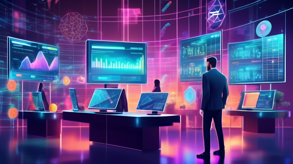 Create an image depicting a futuristic, sleek digital marketplace with holographic charts and graphs showcasing various cryptocurrencies like Bitcoin, Ethereum, and emerging altcoins. Smart investors, portrayed as professionals in modern attire, are examining data on transparent screens. The scene should have a high-tech, sophisticated atmosphere, emphasizing innovation and opportunity in cryptocurrency investment.