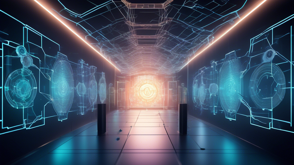 Create an image of a digital blockchain wallet that is visually represented as a futuristic, transparent vault. Inside the vault, intricate digital pathways and lines symbolize the flow of cryptocurrency transactions. The exterior of the vault is adorned with blockchain nodes and cryptographic elements, glowing softly to emphasize security and technology. The background depicts a digital network, illustrating connectivity and decentralization in the blockchain world.