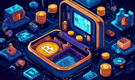 Create an illustration depicting the inside of a cold wallet used for cryptocurrency storage. The image should show a secure, futuristic vault with digital interface displays and security symbols like locks and keys. Include virtual representations of popular cryptocurrencies like Bitcoin and Ethereum inside the wallet, emphasizing the theme of safeguarding digital assets.