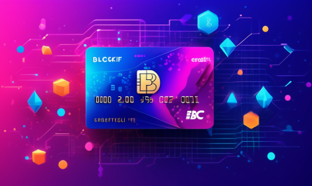 Create an image of a futuristic, sleek credit card with the BlockFi logo, surrounded by digital currency symbols like Bitcoin and Ethereum. The card should be depicted in a vibrant, innovative setting with dynamic colors, symbolizing financial growth and rewards. Include visual elements like graphs or charts rising, to emphasize maximizing rewards and the innovative nature of financial technology.