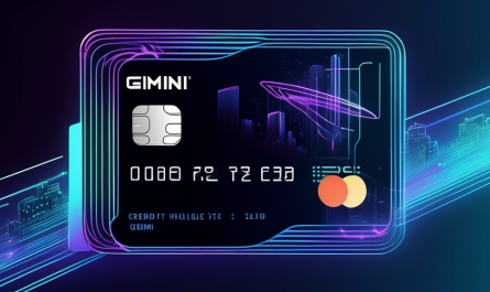 Create an image depicting a futuristic, sleek design of a credit card under the brand Gemini. The card should have holographic elements and digital features, such as a small display screen showing rewards and benefits. Surround the card with abstract representations of financial growth, security, and futuristic cityscapes to illustrate the idea of unlocking unique benefits and advancements with the Gemini Credit Card.