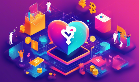 Create an image that represents the innovative concept of The Giving Block, where the world of cryptocurrency intersects with charitable donations. Visualize a vibrant digital landscape where traditional donation symbols, like hearts and helping hands, seamlessly integrate with modern cryptocurrency elements, such as blockchain chains and digital coins like Bitcoin and Ethereum. Show diversity and connectivity, illustrating how this platform revolutionizes giving by bridging technology with philanthropy. Include symbols of various global charities and a futuristic feel to emphasize the modern impact of The Giving Block in the charitable world.